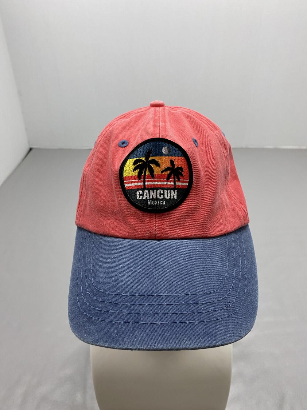 Cancun Mexico Hat Cap Strap Back One Size Red Caribbean Side Baseball Cap